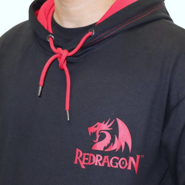 REDRAGON HOODIE WITH FRONT and BACK LOGO - BLACK - XXLARGE - Image 2