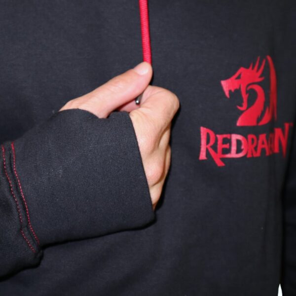 REDRAGON HOODIE WITH FRONT and BACK LOGO - BLACK - XXLARGE - Image 6